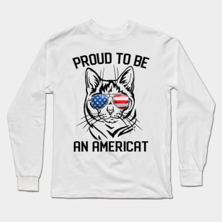 American Cat Shirt 4th Of July Proud To Be Americat Women Long Sleeve T-Shirt